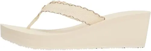 Produktbild: Tommy Hilfiger Damen Flip Flops Wedge Beach Sandal mit Plateau, Elfenbein (Muslin), 38