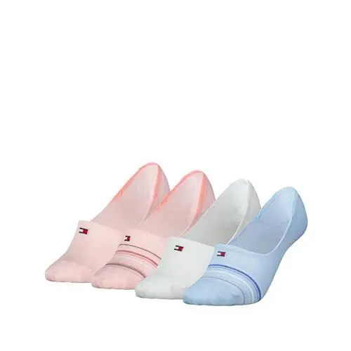 Produktbild: Tommy Hilfiger Damen Footie Socken, Blau/Rosa, 39/42 (4er Pack)
