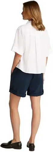 Produktbild: Tommy Hilfiger Damen Hemd Linen Relaxed Kurzarm, Weiß (Th Optic White), 36