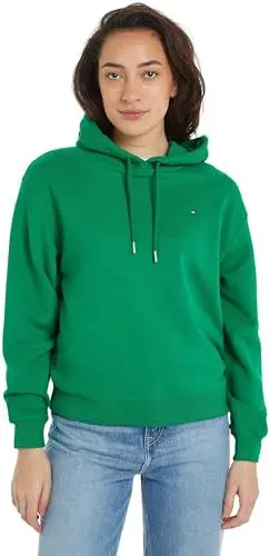 Produktbild: Tommy Hilfiger Damen Hoodie Flag On Chest mit Kapuze, Grün (Olympic Green), L