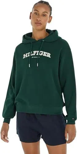 Produktbild: Tommy Hilfiger Damen Hoodie mit Kapuze, Grün (Hunter), XL