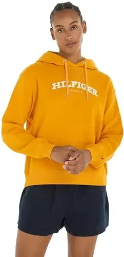 Produktbild: Tommy Hilfiger REG MONOTYPE FLOCK HOODIE Hoodies Damen, Orange (Rich Ochre), M