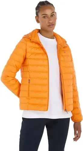 Produktbild: Tommy Hilfiger Damen Jacke Padded Global Stripe Jacket Übergangsjacke, Orange (Rich Ochre), XL