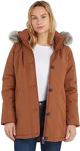 Produktbild: Tommy Hilfiger Damen Jacke Padded Parka With Fur Winter, Braun (Natural Cognac), XXS