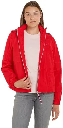 Produktbild: Tommy Hilfiger Damen Jacke Windbreaker Übergangsjacke, Rot (Fierce Red), L