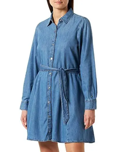 Produktbild: Tommy Hilfiger Damen Jeanskleid Langarm, Blau (Lyra), 36
