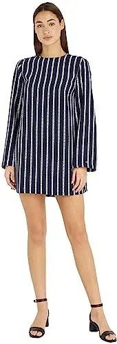 Produktbild: Tommy Hilfiger Damen Kleid Stripe Langarm, Mehrfarbig (Argyle Stp/ Desert Sky), 38