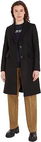 Produktbild: Tommy Hilfiger Damen Mantel Wool Blend Classic Winter, Schwarz (Black), 42