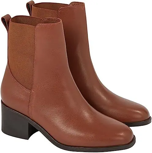 Produktbild: Tommy Hilfiger Damen Mid Boot Stiefel Chelsea Thermo aus Leder, Braun (Natural Cognac), 37