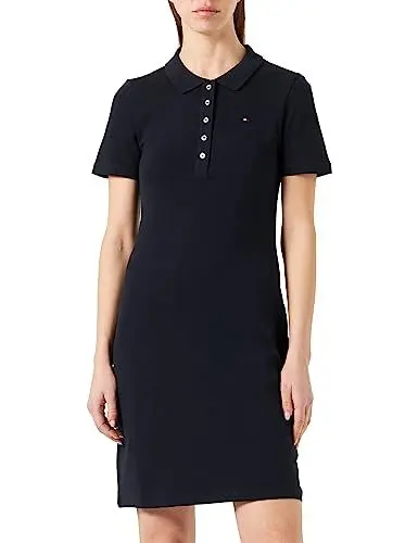 Produktbild: Tommy Hilfiger Damen Polokleid 1985 Slim Pique Slim Fit, Blau (Desert Sky), XS