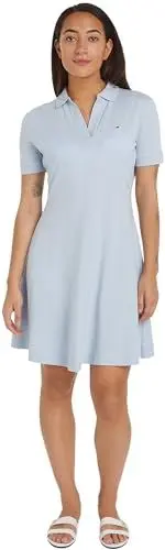 Produktbild: Tommy Hilfiger Damen Polokleid Gestreift, Blau (Breezy Blue), 3XL