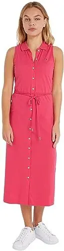 Produktbild: Tommy Hilfiger Damen Polokleid Slim Fit, Rosa (Bright Cerise Pink), XS