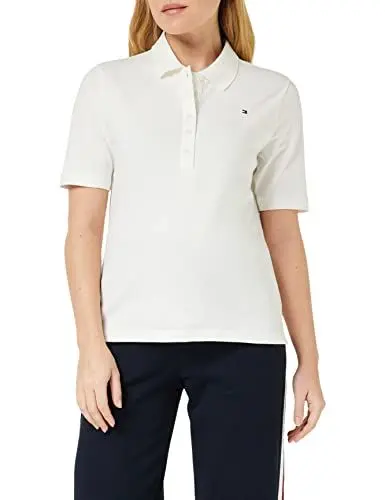 Produktbild: Tommy Hilfiger Damen Poloshirt Kurzarm 1985 Pique Polo Regular Fit, Weiß (Ecru), M