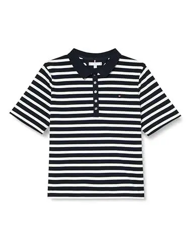 Produktbild: Tommy Hilfiger Damen Poloshirt Kurzarm 1985 Pique Regular Fit, Mehrfarbig (Breton Desert Sky/Ecru), 48