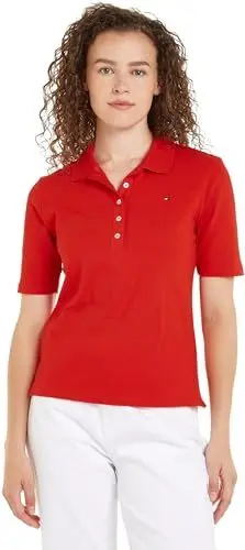 Produktbild: Tommy Hilfiger Damen Poloshirt Kurzarm 1985 Reg Pique Polo Ss Regular Fit, Rot (Fierce Red), XXS