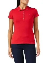 Produktbild: Tommy Hilfiger Heritage Short Sleeve Slim Polo Kurzarm Poloshirts Damen, Rot (Apple RED), XS