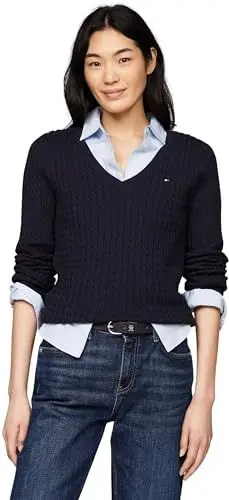 Produktbild: Tommy Hilfiger Damen Pullover V-Ausschnitt, Blau (Desert Sky), L