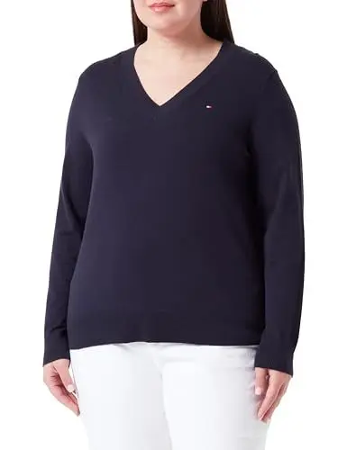 Produktbild: Tommy Hilfiger Damen Pullover V-Ausschnitt, Blau (Desert Sky), 46