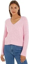 Produktbild: Tommy Hilfiger Damen Pullover V-Neck Sweater Strickpullover, Rosa (Iconic Pink), XL