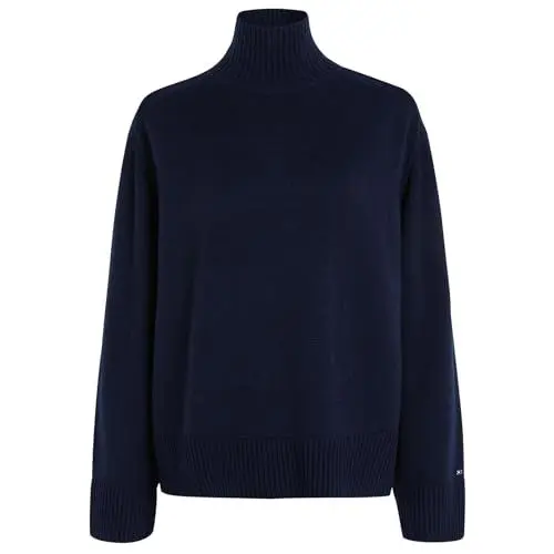 Produktbild: Tommy Hilfiger Damen Pullover Wool Blend Mock-Neck Strickpullover, Blau (Desert Sky), L