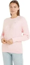 Produktbild: Tommy Hilfiger Damen Pullover Zopfmuster Strickpullover, Rosa (Delicate Pink), 3XL