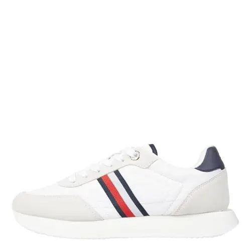 Produktbild: Tommy Hilfiger Damen Runner Sneaker Essential Runner Global Stripes Sportschuhe, Weiß (White), 39