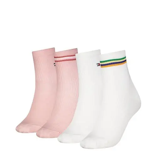 Produktbild: Tommy Hilfiger Damen Short Socken, Weiß/Rosa, 39/42 (4er Pack)
