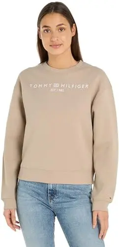 Produktbild: Tommy Hilfiger Damen Sweatshirt Mdrn Reg Corp Logo C-Nk Swtshrt ohne Kapuze, Beige (Beige), S