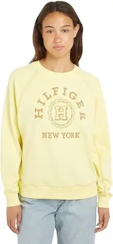Produktbild: Tommy Hilfiger Damen Sweatshirt Varsity Raglan ohne Kapuze, Gelb (Yellow Tulip), L