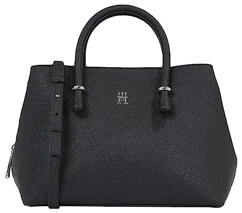 Produktbild: Tommy Hilfiger Damen TH Emblem Satchel AW0AW15224 Schultertaschen, Schwarz (Black)