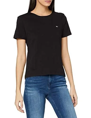 Produktbild: Tommy Hilfiger Damen TJW Slim Jersey C Neck T-Shirt, Schwarz, L