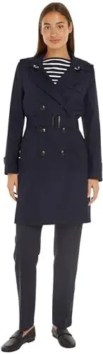 Produktbild: Tommy Hilfiger Damen Trenchcoat Cotton Slim Fit Kurz, Blau (Desert Sky), 42