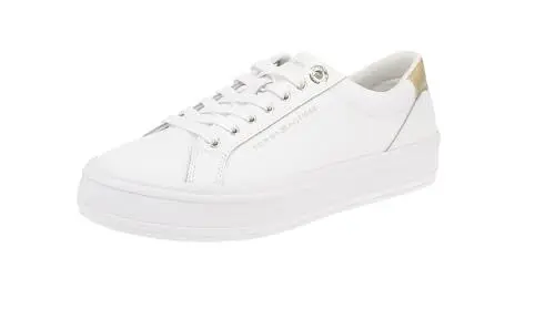Produktbild: Tommy Hilfiger Damen Vulcanized Sneaker Essential Vulc Leather Sneaker Schuhe, Weiß (White), 37 EU