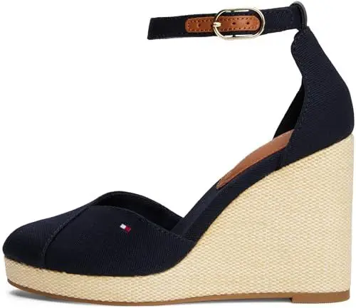 Produktbild: Tommy Hilfiger Damen Wedge Sandalen Flag Closed Toe mit Knöchelriemen, Blau (Space Blue), 39