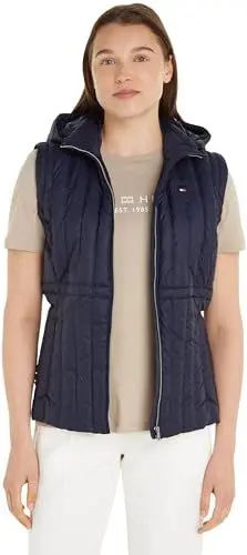 Produktbild: Tommy Hilfiger Damen Weste Feminine Down Vest mit Kapuze, Blau (Desert Sky), L