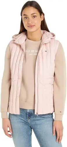 Produktbild: Tommy Hilfiger Damen Weste Feminine Down Vest mit Kapuze, Rosa (Whimsy Pink), S