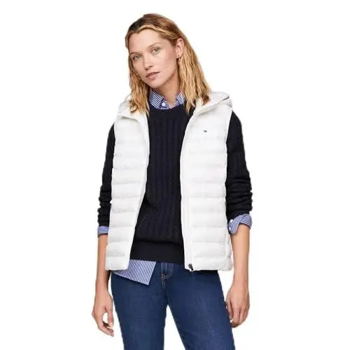 Produktbild: Tommy Hilfiger LW PADDED GLOBAL STRIPE VEST Westen Damen, Weiß (Th Optic White), XXL