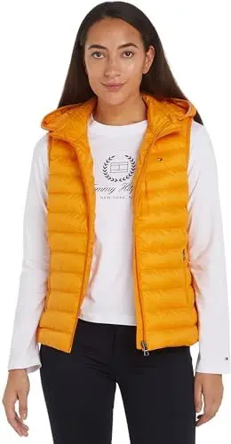 Produktbild: Tommy Hilfiger Damen Weste Padded Global Stripe Steppweste, Orange (Rich Ochre), M