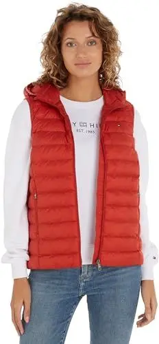 Produktbild: Tommy Hilfiger Damen Weste Padded Global Stripe Steppweste, Rot (Terra Red), XL