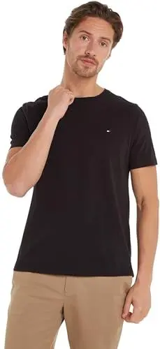 Produktbild: Tommy Hilfiger Herren T-Shirts Kurzarm Essential Regular Fit Rundhalsausschnitt, Schwarz (Black), L