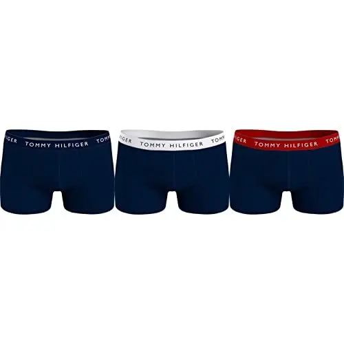 Produktbild: Tommy Hilfiger Herren 3er Pack Boxershorts Trunks Unterwäsche, Mehrfarbig (Desert Sky/White/Primary Red), M