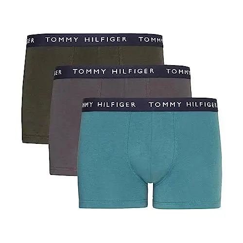 Produktbild: Tommy Hilfiger Herren 3er Pack Boxershorts Trunks Unterwäsche, Mehrfarbig (Frosted Green/Army Green/Dark Ash), M