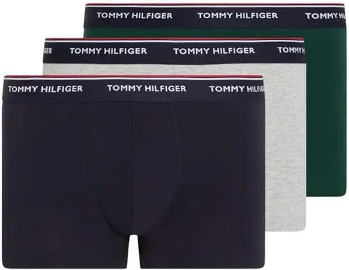 Produktbild: Tommy Hilfiger Herren 3er Pack Boxershorts Trunks Unterwäsche, Mehrfarbig (Hunter/Grey Htr/Des Sky), XXL