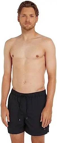 Produktbild: Tommy Hilfiger Herren Badeshorts Medium Drawstring Mittellang, Schwarz (Black), L
