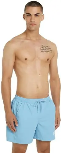 Produktbild: Tommy Hilfiger Herren Badeshorts Medium Drawstring Mittellang, Blau (Sleepy Blue), XL