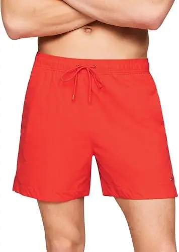 Produktbild: Tommy Hilfiger Herren Badeshorts Medium Drawstring Mittellang, Rot (Daring Scarlet), M
