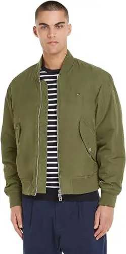 Produktbild: Tommy Hilfiger Herren Bomberjacke Authentic Bomber mit Reißverschluss, Grün (Utility Olive), 3XL