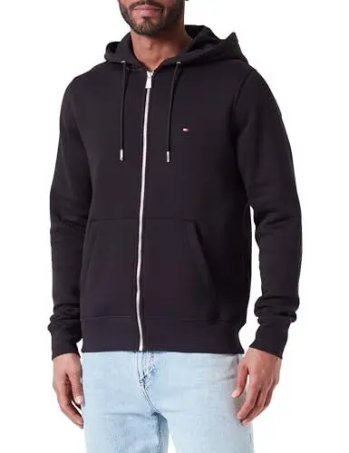 Produktbild: Tommy Hilfiger Herren Strickjacke Cardigan mit Reißverschluss Zipper, Schwarz (Black), L