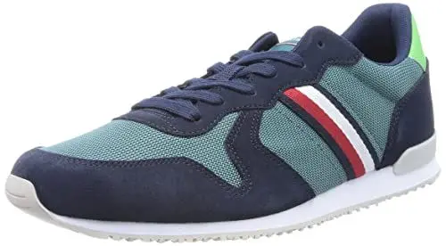Produktbild: Tommy Hilfiger Herren Cupsole Sneaker Iconic Seasonal Mix Runner Schuhe , Grün (Frosted Green), 42 EU