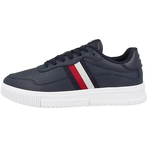 Produktbild: Tommy Hilfiger Herren Cupsole Sneaker Supercup Leather Stripes Schuhe, Blau (Desert Sky), 45